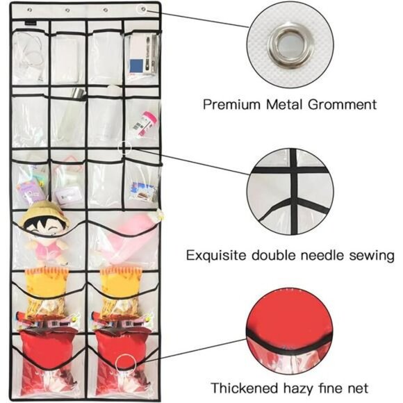 Over Door Shoe Organizer Clear Hanging Rack 18 Pocket Closet Storage Holder - Picture 6 of 7